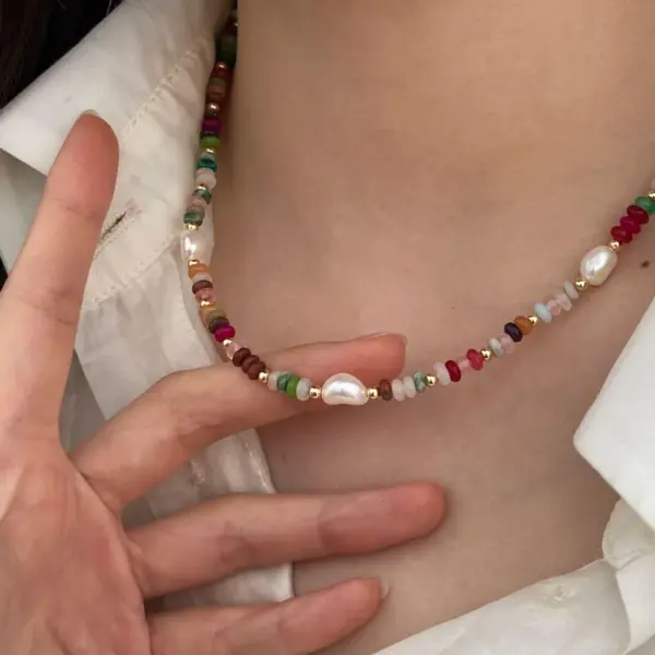 Cute Sweet Colorful 304 Stainless Steel Natural Pearl Natural Stone Bracelets In Bulk