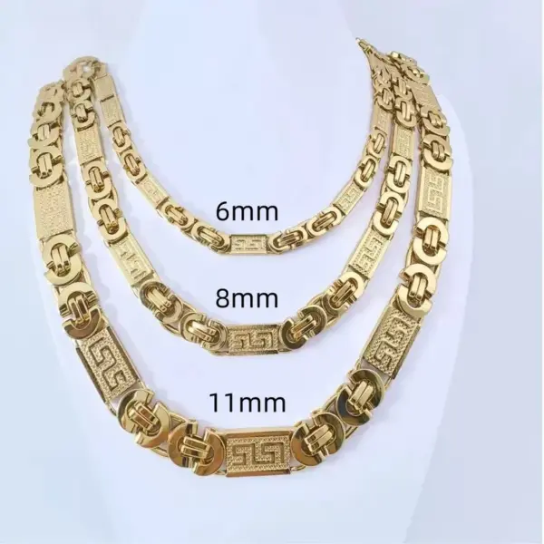 Wholesale Trendy Titanium Steel Necklace Bracelet Set For Men Stainless Steel U-Shape Fashion Jewelry Unisex Gold Plated Quadrilateral Craft