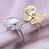 Wholesale PVD Coated Real Gold Plated 18K Gold Flower 304 Stainless Steel IG Style Simple Style Waterproof Non Tarnish Open Rings