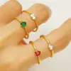 Wholesale PVD Coated 18K Gold Plated Geometric 304 Stainless Steel Elegant Retro Waterproof Non Tarnish Open Rings