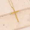 PVD Coated 18K Gold Real Gold Plated Cross Stainless Steel Copper Fashion Waterproof Non Tarnish 304 Stainless Steel Pendant Necklace
