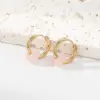 Wholesale 1 Pair Fashion Round 201 Stainless Steel Natural Stone Earrings