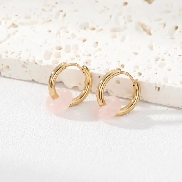 Wholesale 1 Pair Fashion Round 201 Stainless Steel Natural Stone Earrings
