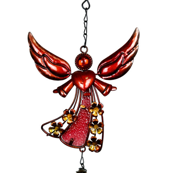 Wholesale Cross-border New Products Angel Wind Bell Iron Metal Crafts Hanging Decorations Glass Painted Spray Courtyard Balcony Porch Pendant