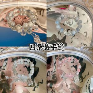 Wholesale High-value four-piece colored glaze bracelet women's summer ice through beaded handmade student girlfriend jewelry