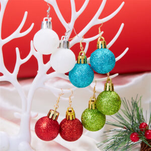 Wholesale European and American cross-border new round ball fashion Christmas bulb earrings colorful Christmas earrings ear hook earrings female