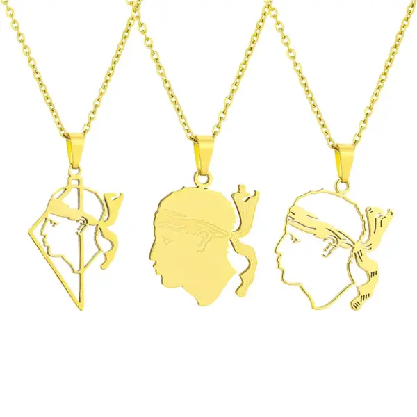 Wholesale Hot-Selling Stainless Steel Corsica Region Emblem Pendant Necklace Unisex Versatile Titanium Steel Sweater Chain Hoodie Chain Accessory