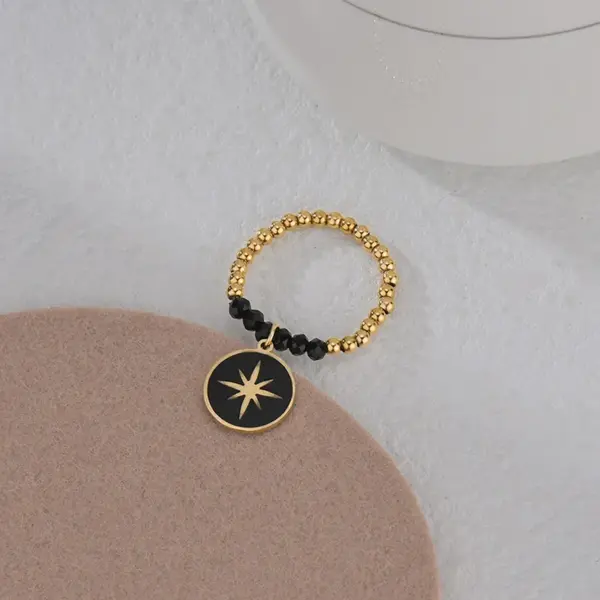 PVD Coated Real Gold Plated 14K Gold Geometric 304 Stainless Steel Simple Style Waterproof Non Tarnish Rings