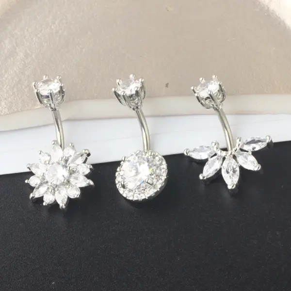Wholesale Fashion Crown Stainless Steel Zircon Belly Ring 1 Piece 1 Set