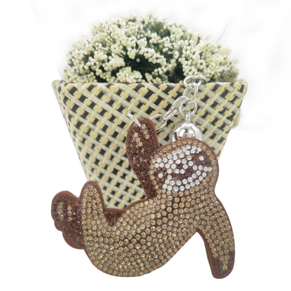 Wholesale Cartoon sloth diamond studded keychain