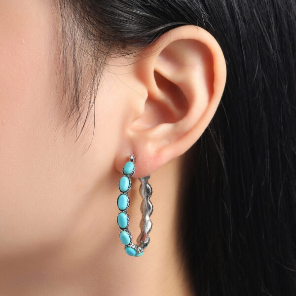Wholesale Western Style Turquoise Earrings Personalized Ethnic Style Turquoise Earrings