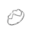 Wholesale PVD Coated 18K Gold Real Gold Plated Heart Shape 201 Stainless Steel Fashion Waterproof Non Tarnish Open Ring
