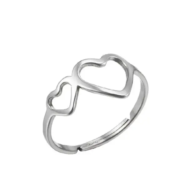 Wholesale PVD Coated 18K Gold Real Gold Plated Heart Shape 201 Stainless Steel Fashion Waterproof Non Tarnish Open Ring