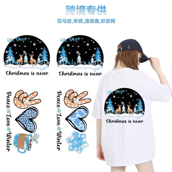 Wholesale Winter snowflake white ink heat transfer sticker for clothing