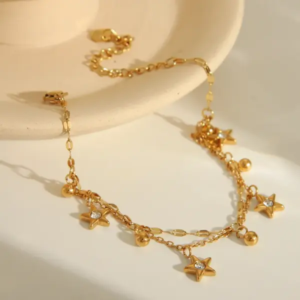 Wholesale Beach Sweet Artistic Star Flower Butterfly 304 Stainless Steel 18K Gold Plated Zircon Bracelets In Bulk