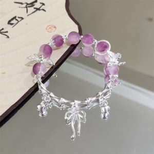 Purple moon bead half bracelet bow bracelet