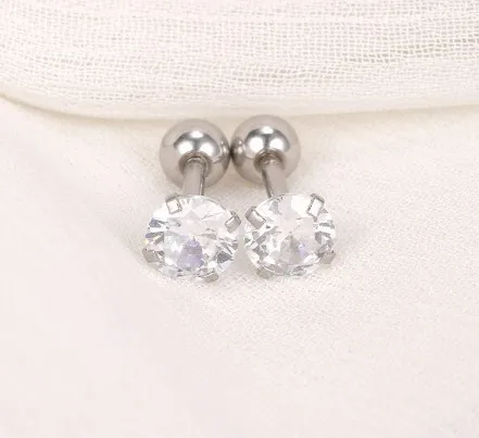 Simple Style Round Heart Shape Stainless Steel Inlay Artificial Diamond Ear Studs 1 Pair