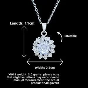 XL912 Rotating Rhombus Multi-Petal Flower Necklace / Silver
