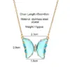 Wholesale 304 Stainless Steel Copper Fashion Inlay Butterfly Crystal Pendant Necklace