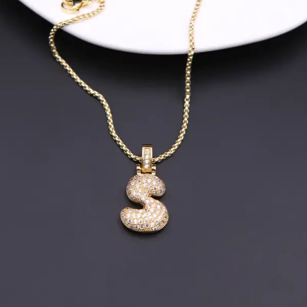 Wholesale Copper Simple Style Shiny Plating Hollow Out Inlay Letter Zircon Pendant Necklace
