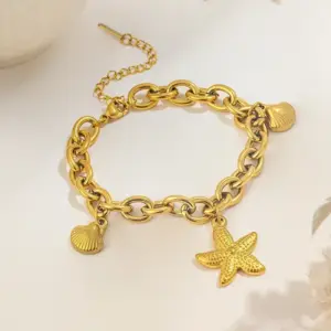 【XKB0019】Starfish Shell Bracelet / Gold