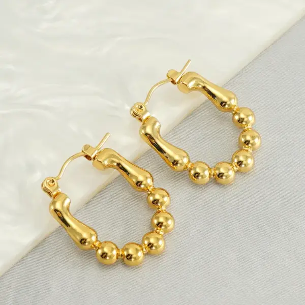 oly-84b4ce83ee69489f5789459b7e9567e4 Wholesale 1 Pair Basic Classic Style Geometric Plating 304 Stainless Steel 18K Gold Plated Hoop Earrings