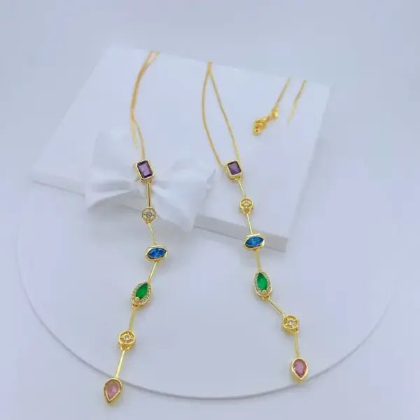 Wholesale Jewelry Casual Vacation Simple Style Geometric Copper Zircon 18K Gold Plated Polishing Plating Necklace