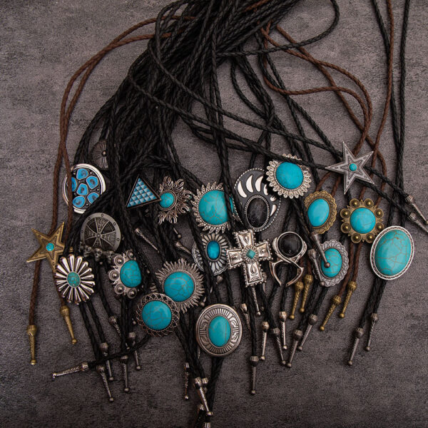 Wholesale Turquoise Pattern Alloy Accessories Polo Tie Fashion Collar Necklace