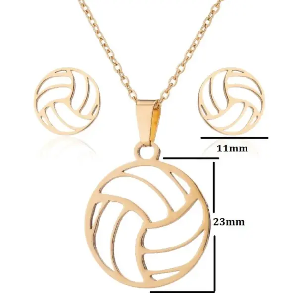 Wholesale PVD Coated 18K Gold Real Gold Plated Volleyball 201 Stainless Steel Fashion Korean Style Waterproof Non Tarnish Pendant Necklace Ear Studs
