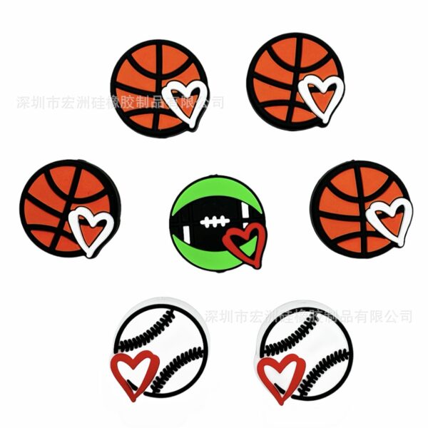 Wholesale [Hongzhou] ball sports theme new food grade silicone diy string pen keychain loose beads in stock
