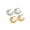 Wholesale 304 Stainless Steel C Shape PVD Coated Real Gold Plated 18K Gold Simple Style Waterproof Non Tarnish Ear Studs
