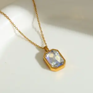 Necklace - Length 40+5cm, Pendant 21.61*13.20mm - / White