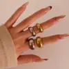 Wholesale 304 Stainless Steel Geometric PVD Coated Real Gold Plated Nordic Style IG Style Waterproof Non Tarnish Surgical Steel Gold Silver Rings