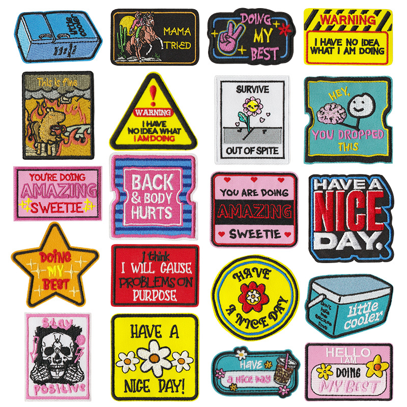 Wholesale New Embroidered Badge Patch Cloth Stickers Humorous Cross-border patches Wholesale Decorative Clothes Shoes and Hats Stickers