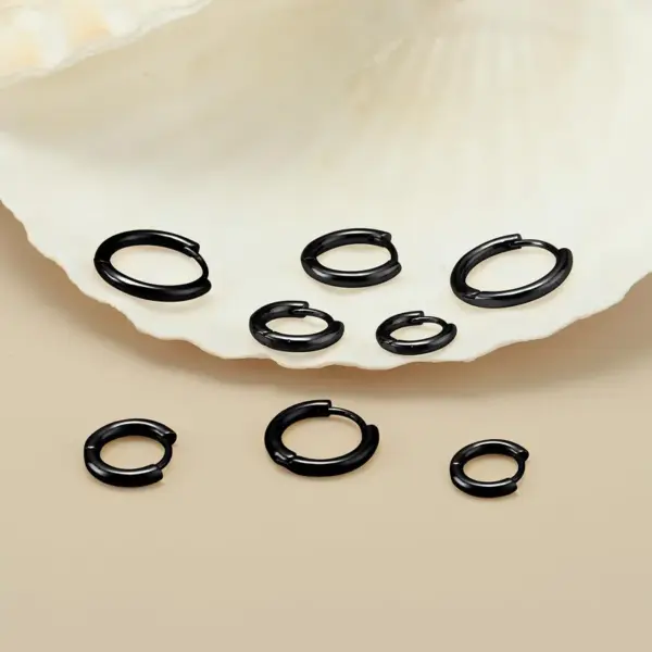 Polished Stainless Steel Earrings Simple Personality Titanium Steel Round Wire Hoop Earrings Neutral Style