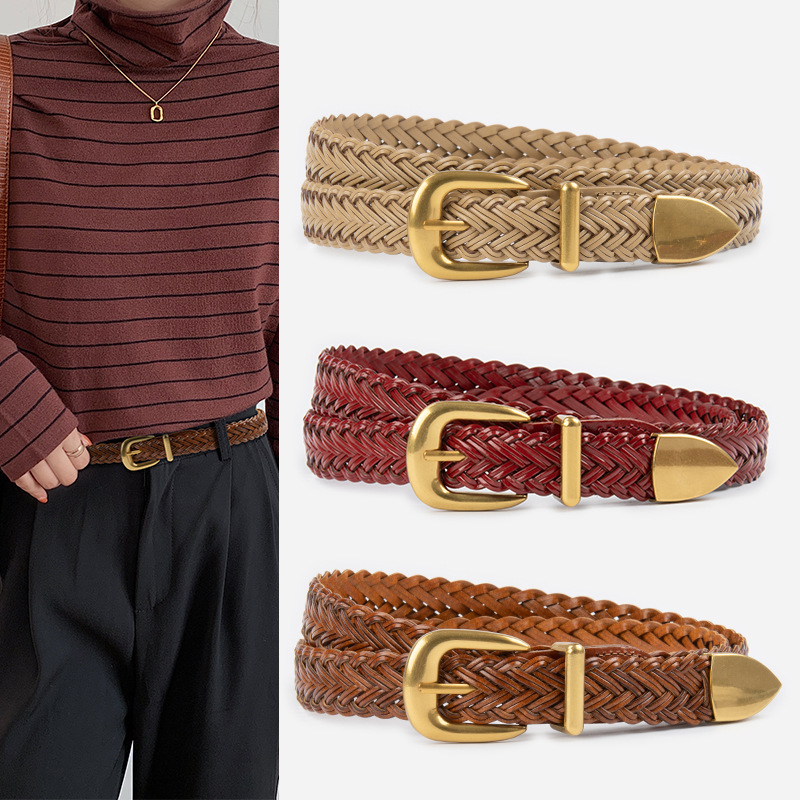 Wholesale Guangzhou Rhododenon Woven Belt with Jeans Casual Pants