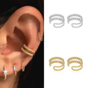 Wholesale 1 Pair Ig Style Shiny Solid Color Plating Inlay Copper Zircon 18k Gold Plated Ear Cuffs