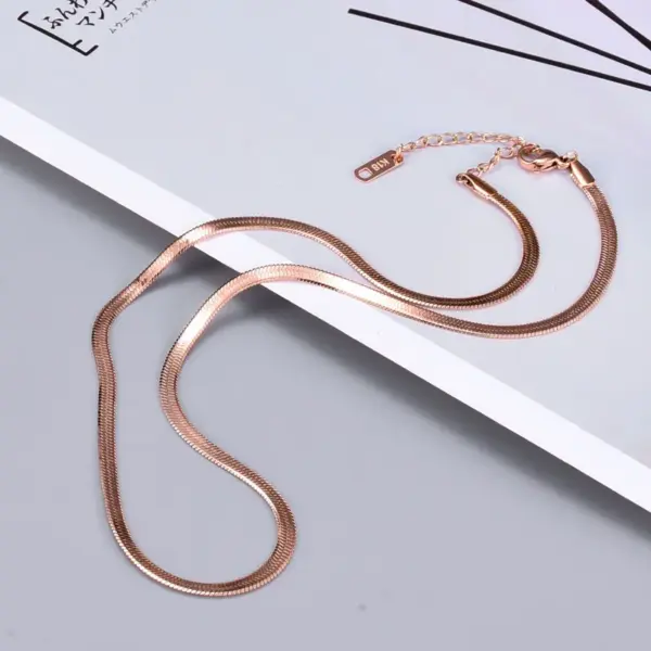 Wholesale PVD Coated 18K Real Gold Plated Rose Golden Printing 304 Stainless Steel Waterproof Non Tarnish Inlay Inlaid Necklace