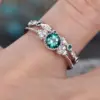 Wholesale New Fashion Zircon Ladies Ring Copper Plated White K Micro-set Emerald Ring