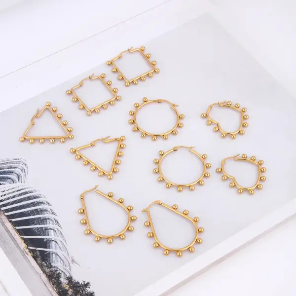 Wholesale 1 Pair INS Style Round Square Plating 201 Stainless Steel 18K Gold Plated Stainless Steel Earrings