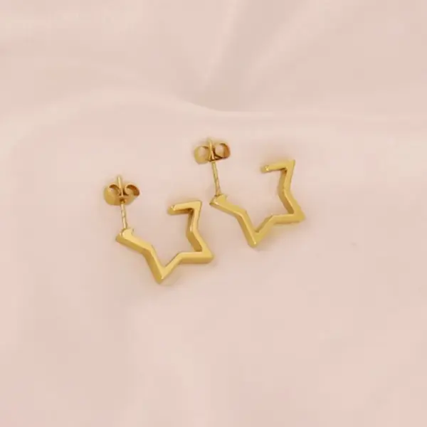 Wholesale 1 Pair Simple Style U Shape Pentagram Round 304 Stainless Steel 18K Gold Plated Earrings