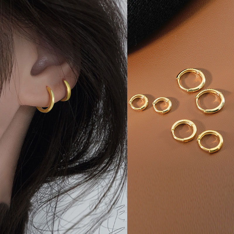 Wholesale S925 Sier Earrings for Women, Aessible Luxury, High-End Earrings, Niche Simple Ear Bone Nails, Plain Rings, Ins Earrings, Jewelry