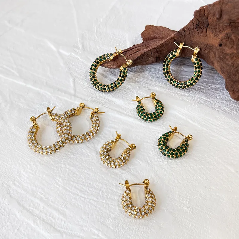 Wholesale PVD Coated Real Gold Plated Circle 304 Stainless Steel Simple Style Waterproof Non Tarnish Earrings