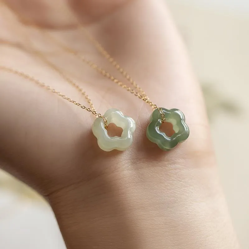 Wholesale Jewelry Elegant Flower 304 Stainless Steel Jade Plating