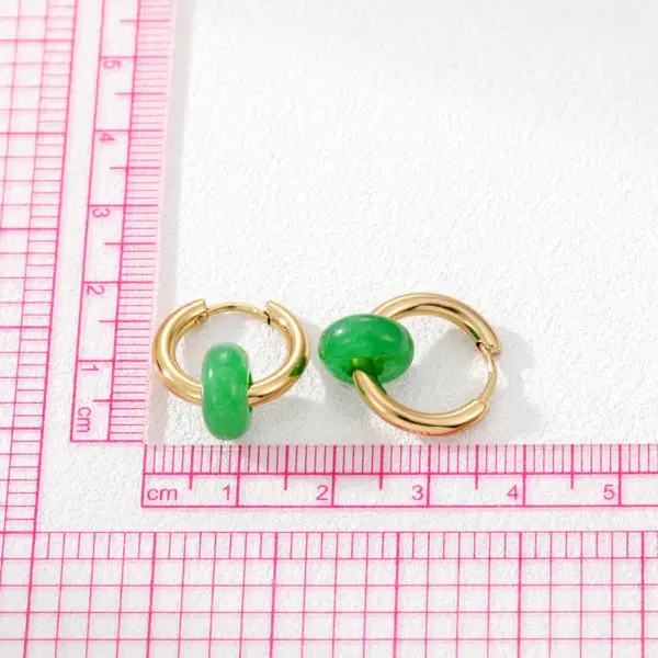 Wholesale 1 Pair Fashion Round 201 Stainless Steel Natural Stone Earrings