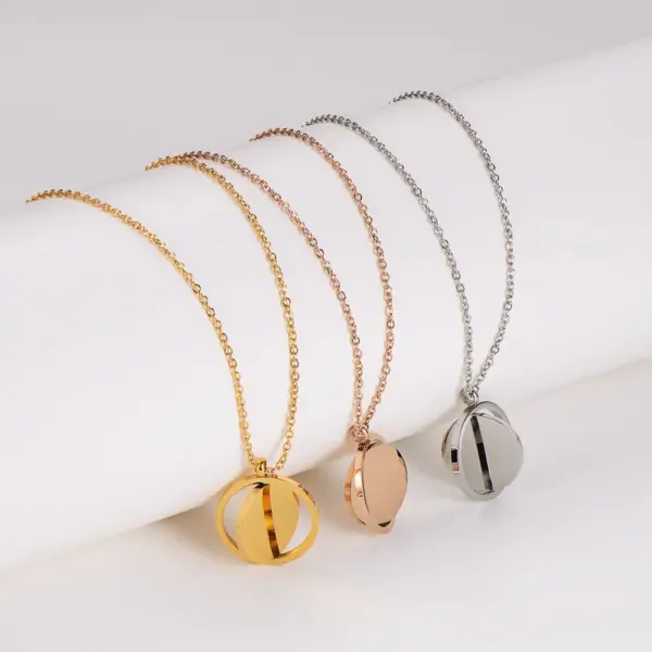 Ion Plating (IP) 18K Gold Plated Round 304 Stainless Steel Casual Simple Style Waterproof Non Tarnish 304 Stainless Steel Lobster Trigger Clasp Closure Pendant Necklace