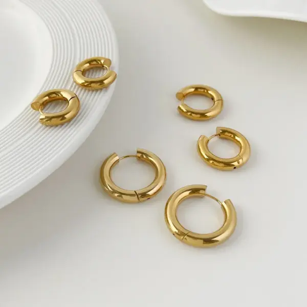 Wholesale PVD Coated Real Gold Plated 18K Gold Geometric 304 Stainless Steel Fashion Waterproof Non Tarnish Earrings