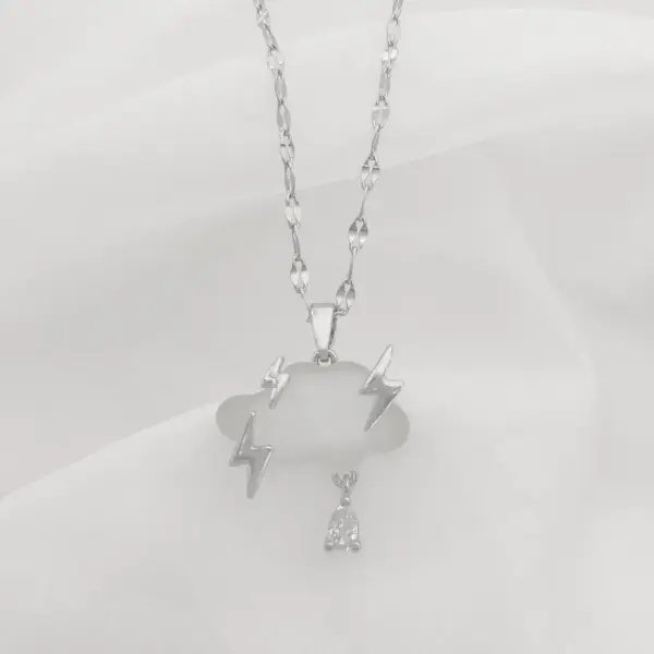 Wholesale 201 Stainless Steel Gold Plated Silver Plated Inlay Clouds Resin Zircon Pendant Necklace