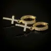 Wholesale Classic Copper Inlaid Zircon Cross Earrings Wholesale