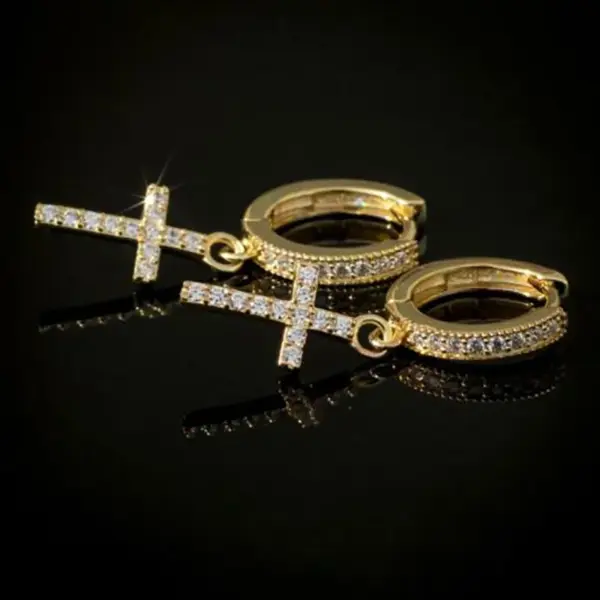 Wholesale Classic Copper Inlaid Zircon Cross Earrings Wholesale